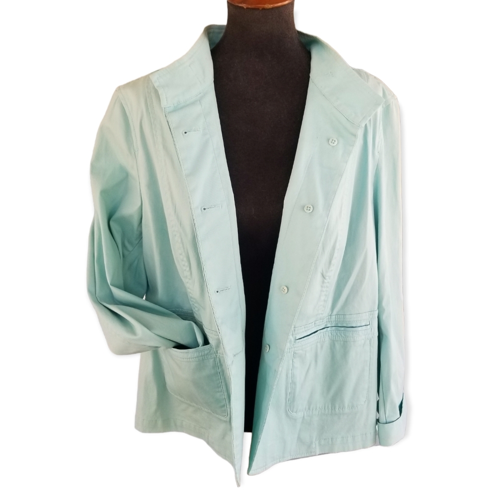 Talbots soft, thick, stretch cotton/spandex Spring jacket, beautiful minty blue